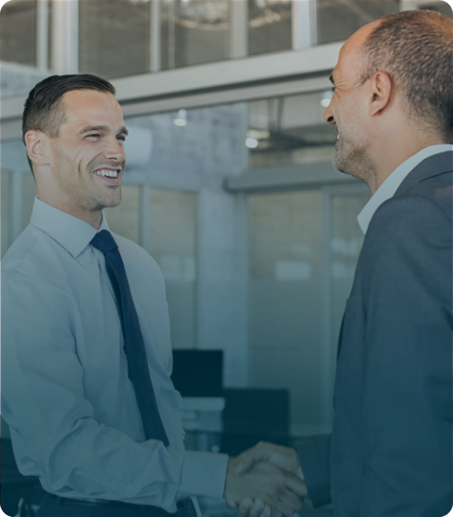 one of luminous employee shake hand with one of luminous managers - careers